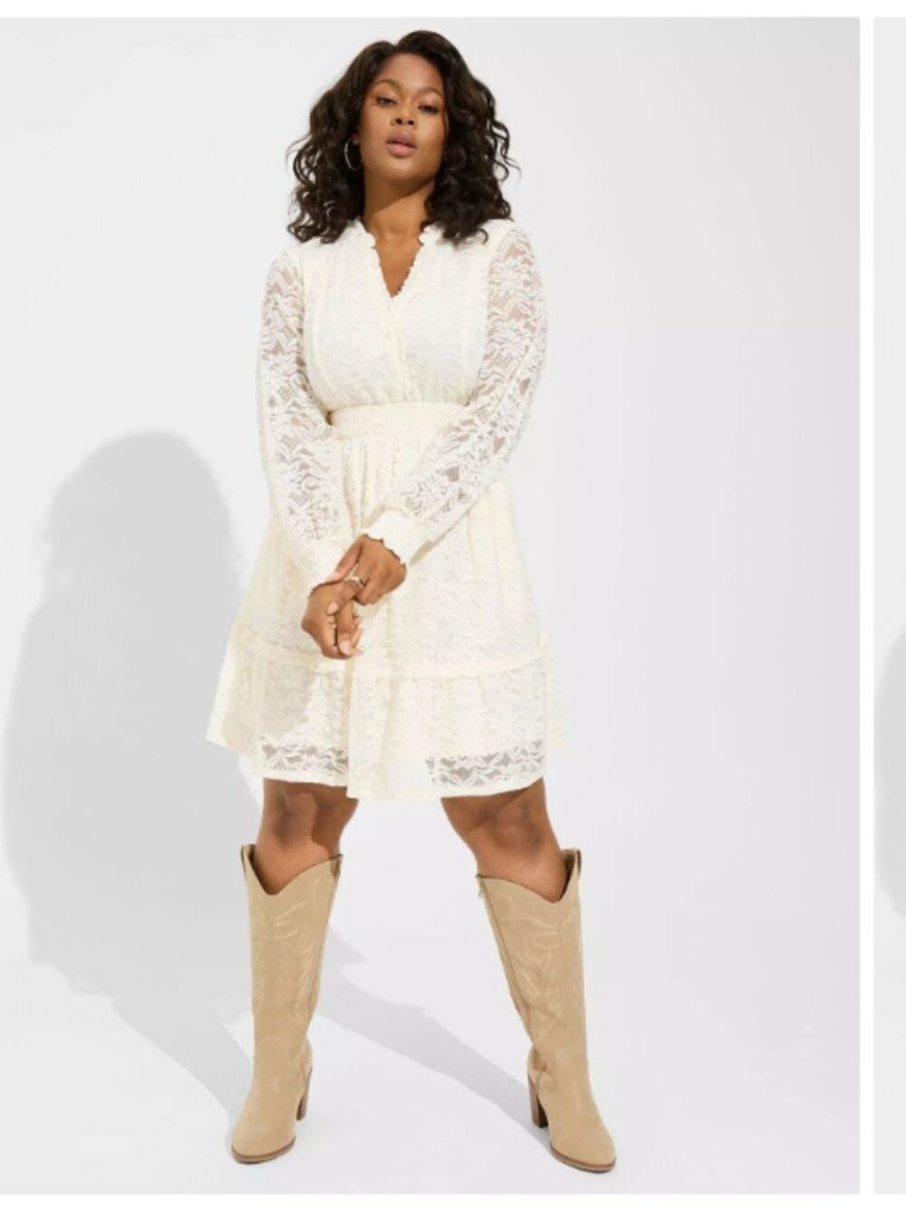 Mini Stretch Lace Tiered Dress